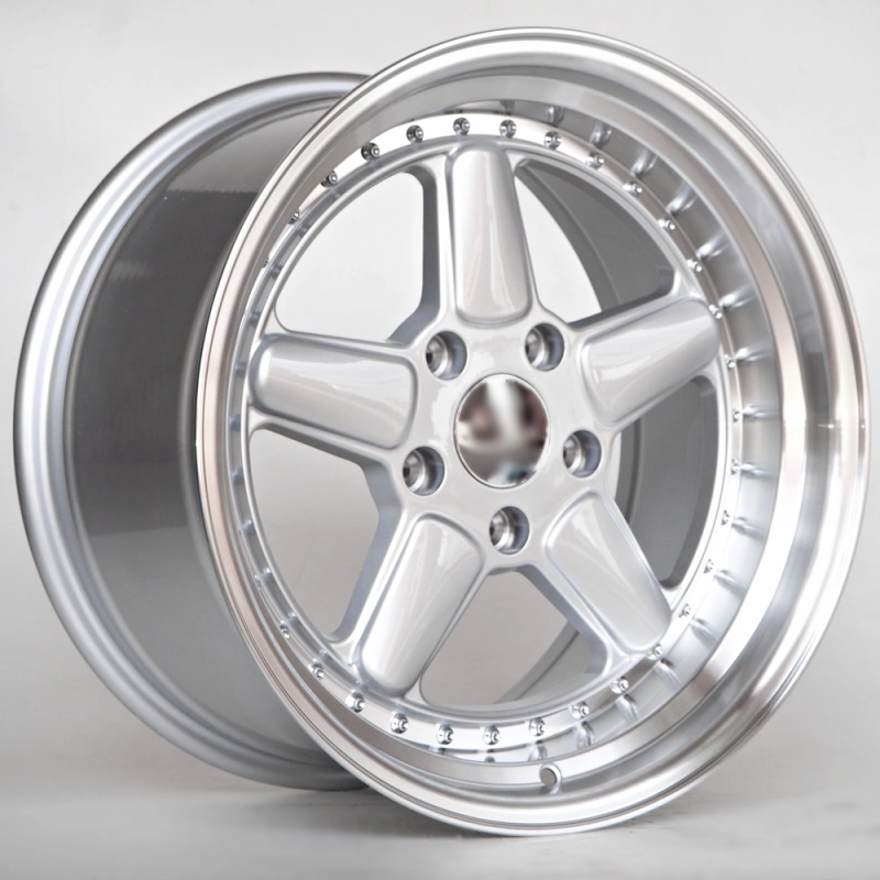 Ratlankis Kara 9X17 5X120 ET25 72,6 Silver Machined Lip Chrome Rivets