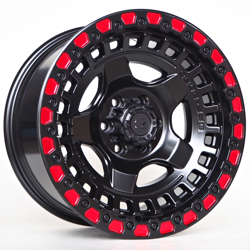 Ratlankis OF3 (4x4) 9X17 6X114,3 ET10 66,1 Matt Black + Red Line